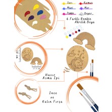 Art Inside Çocuklar Için Gökkuşağı ve Unicorn Figürlü Ahşap Boyama Tuval Seti Hediye Hobi Kiti