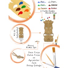 Art Inside Etnik Totem Ahşap Boyama Tuval Seti Hediye Hobi Kiti Büyük Boy 30 cm