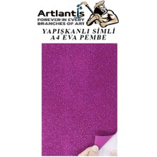 Artlantis Yapışkanlı Simli Eva Pembe A4 20X30 5 Adet 1 Paket Hobi Okul Öncesi Kreş Anasınıfı Eva Yapışkanlı Simli 20*30