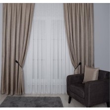 Goccia Fon Perde Özel Ölçüye Uygun Pilesiz Bohem Salon Otel Oturma Çocuk Odası Dekoratif Tek Kanat Bej