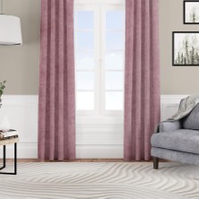 Goccia Fon Perde Özel Ölçüye Uygun Kadifemsi Pilesiz Salon Otel Oturma Çocuk Odası Tek Kanat Gül Kurusu