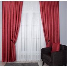 Goccia Fon Perde Bohem Salon Otel Oturma Çocuk Odası Pilesiz Özel Ölçüye Uygun Tek Kanat A. Kırmızı