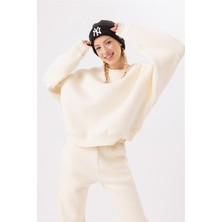Gothamvibes Kadın Vibe Oversize Krem Sweatshirt