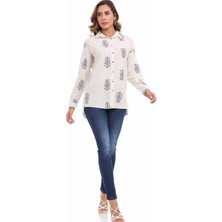 Cipo & Baxx WH129 Nakış Detaylı Keten Kadın Gömlek10