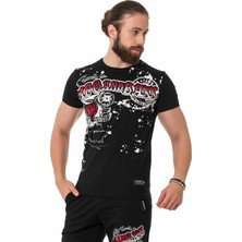 CT713 Parlak Desenli Baskı Siyah Tişört