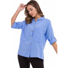 Cipo & Baxx WH132 Mavi Yazlık Keten Gömlek10