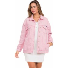 Cipo & Baxx WJ211 Uzun Pembe Kadın Oversize Kot Ceket Rahat Kesim ile Şıklığı Yakalayın