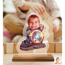 Bk Gift Kişiye Özel Çocuk Süper Kahraman Karikatürlü Ahşap Standlı Pleksi Biblo-3