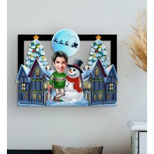 Bk Gift Kişiye Özel Erkek Yeni Yıl Karikatürlü 3D Ahşap Tablo-1