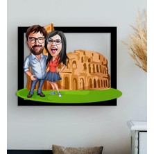 Bk Gift Kişiye Özel Sevgililer Antik Roma Karikatürlü 3D Ahşap Tablo-1
