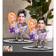 Bk Gift Kişiye Özel Sevgililer Karikatürlü 2’li Ahşap Biblo Seti-56