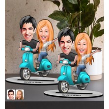 Bk Gift Kişiye Özel Sevgililer Karikatürlü 2’li Ahşap Biblo Seti-99