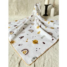 Masal Baby Kids Çok Amaçlı Müslin Örtü 80 x 90 cm Yeni Doğan/Bebek/Çocuk Gökkuşağı Harfli Güneşli Müslin Bez/Battaniye