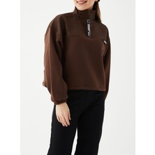 Say Sportswear Kapitone Garnili Kadın Fermuarlı Sweatshirt