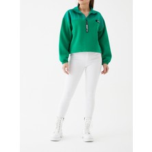 Say Sportswear Kapitone Garnili Kadın Fermuarlı Sweatshirt