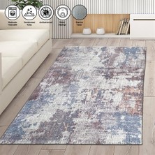 Carpettex Modern Çizgi Tarama Desenli Karışık Renkli Halı Kaymaz Taban Makinada Yıkanabilir