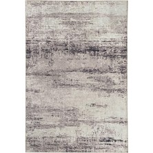 Carpettex Modern Abstrak Çizgi Desenli Gri Halı Kaymaz Taban Makinada Yıkanabilir
