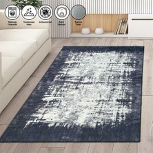 Carpettex Modern Abstrak Çizgi Bordür Desenli Siyah Gri Beyaz Halı Kaymaz Taban Makinada Yıkanabilir