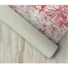 Carpettex Modern Abstrak Çizgi Karma Desenli Kırmızı Halı Kaymaz Taban Makinada Yıkanabilir