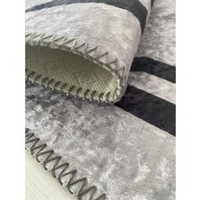 Carpettex Modern Abstrak Bordür Desenli Siyah Gri Halı Kaymaz Taban Makinada Yıkanabilir