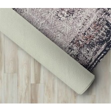 Carpettex Modern Abstrak Klasik Eskitme Desenli Siyah Gri Halı Kaymaz Taban Makinada Yıkanabilir