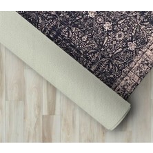 Carpettex Modern Klasik Eskitme Iran Tarzı Desenli Siyah Rose Halı Kaymaz Taban Makinada Yıkanabilir