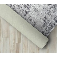 Carpettex Modern Klasik Eskitme Desenli Gri Halı Kaymaz Taban Makinada Yıkanabilir