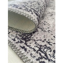 Carpettex Modern Klasik Eskitme Desenli Gri Halı Kaymaz Taban Makinada Yıkanabilir