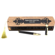 Kalemhane Özel Kızaklı Ahşap Kutuda Dolma Kalem