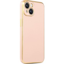 Gpack Apple iPhone 14 Kılıf Bark Parlak Silikon Renkli Kenarları Rose Pembe