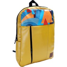 Perabags Tasarım Geometrik Desenli Sarı Laptop Sırt Çantası