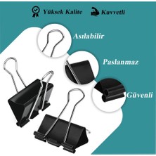 Artlantis Çelik Kıskaç Klips 19 mm 12 Adet 1 Paket Metal Mandal Binder Clips Kıska 30 Sayfa Kapasiteli Çok Amaçlı Kullanım