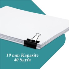 Artlantis Çelik Kıskaç Klips 19 mm 12 Adet 1 Paket Metal Mandal Binder Clips Kıska 30 Sayfa Kapasiteli Çok Amaçlı Kullanım