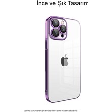 Caseart Apple iPhone 14 Pro ile Uyumlu Kapak Lens Korumalı Arkası Şeffaf Sert Mika Kılıf - Şeffaf