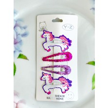 Sheker Home 4 Lü Unicorn Çıt Çıtlı Yeni Trend Kız Çocuk Toka Seti
