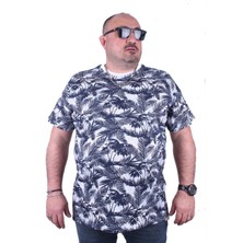 Moc Grande Mocgrande Büyük Beden Tişört Sıfır Yaka Beach Palm 23150 Beyaz