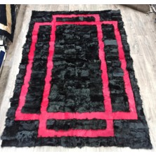 Dericibey Siyah Kürk Pembe Deri Bordür Toskana Halı 140 X 200 Cm