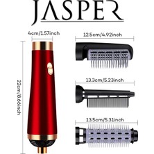 JASPER  Jasper 3 Başlıklı Kademeli Isı Ayarlı Saç Şekillendirici ve Saç Düzleştirici 1200W Kırmızı Fön Tarağı