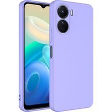 Case World Vivo Y16 ile Uyumlu Kapak Içi Kadife Kamera Korumalı Lansman Silikon Kılıf - Lila