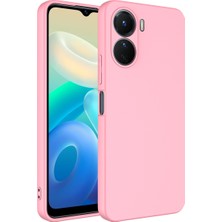 Case World Vivo Y16 ile Uyumlu Kapak Içi Kadife Kamera Korumalı Lansman Silikon Kılıf - Pembe