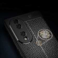 Fibaks Huawei Honor 70 Kılıf Rugan Armor Deri Görünümlü Parmak İzi Yapmaz Dayanıklı Niss Silikon Kapak