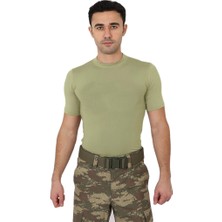 Nano Yeşili Askeri Renk Kısa Kol Microfiber T-Shirt - Sporcu Tişörtü