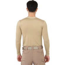 Bej Uzun Kol Microfiber T-Shirt - Sporcu Tişörtü