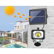 Gaman JX966 Süper Parlak Cob LED 3.5 Metre Kablolu Solar Panel Güneş Enerjili 3 Mod Sensörlü Duvar Lambası