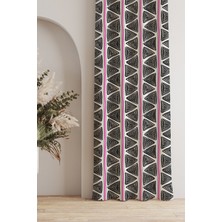 Ays Home Modern Etnik Desen Siyah Fuşya Çizgili Fon Perde