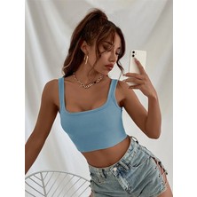 Trendseninle Kadın Askılı Crop Top Bluz