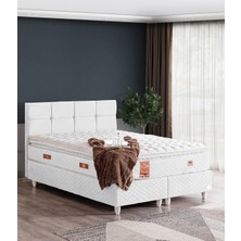 Setay Gümüş Çift Kişilik Baza Başlık Real Pedli Yatak Seti - Beyaz