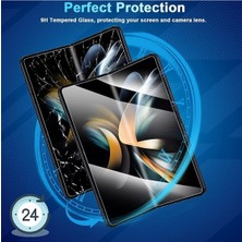 MTK Moveteck Samsung Galaxy Z Fold 4 Uyumlu Ön Arka 3in1 Ekran Arka Kasa ve Kenar Koruyucu Film 360 Derece Tam Kaplar Clearcrystal Şeffaf Fullbody