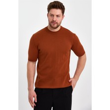 Cool Tarz Kiremit Erkek Yarım Balıkçı Düz Triko T-SHIRT-TRZ19129R07S