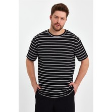 Cool Tarz Siyah Erkek Slim Fit Bisiklet Yaka Kısa Kol Jakarlı T-SHIRT-CZGLTSTR02S